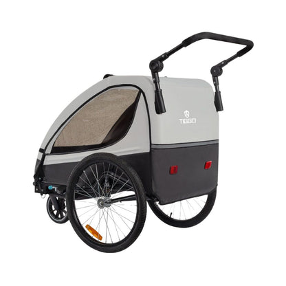 Tiggo 2-in-1 Fahrradanhänger mit Buggy-Set: 360° Drehbar mit Federung - max. 40kg (Grau)